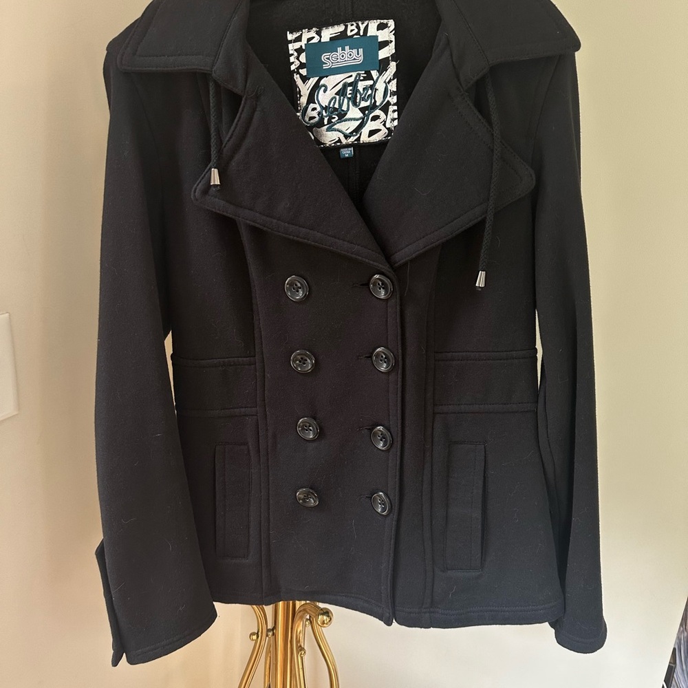 Women's Classic Black Peacoat